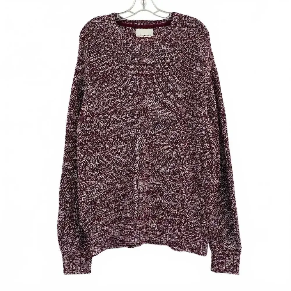American Eagle Burgundy White Knit Crewneck Sweater | Men's XL